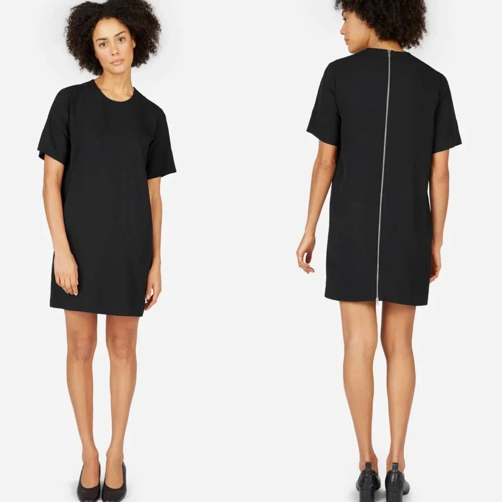 Everlane The Japanese GoWeave Zip Short Sleeve Tee Dress in‎ Black Size US 0